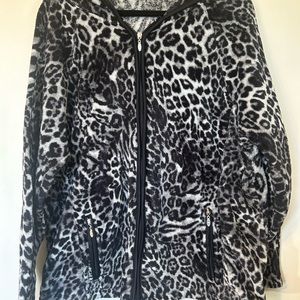 Zip up hoodie black and grey leopard print